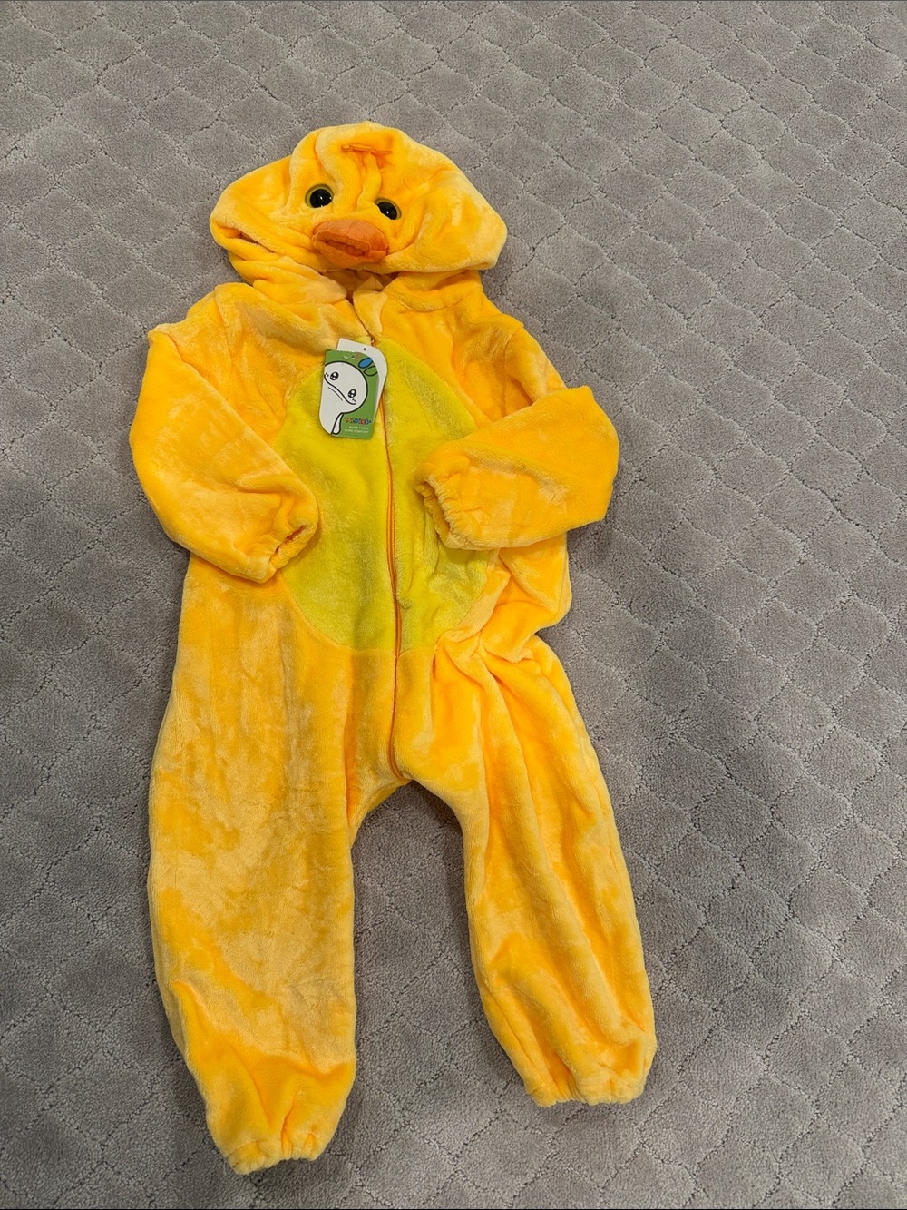 Plush Yellow Duck Hooded Toddler One-Piece Bodysuit
